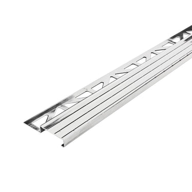 Treppenstufenprofil Edelstahl V2A unbehandelt natur 11 mm Länge 250 cm für Fliesenstufen