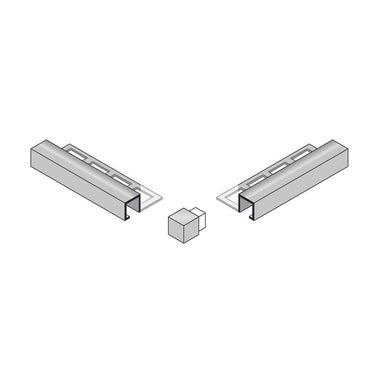 Aussenecke Aluminium strukturbeschichtet beige für quadratisches Abschlussprofil 11 mm, Blister 2 Stück