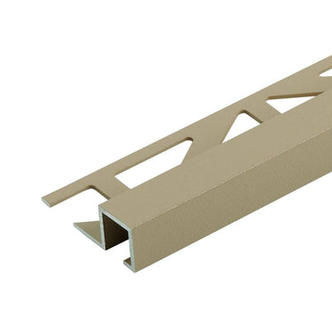 Quadratisches Abschlussprofil Aluminium strukturbeschichtet graubeige (RAL 1019) 11 mm, Länge 250 cm für Wand- und Bodenbeläge