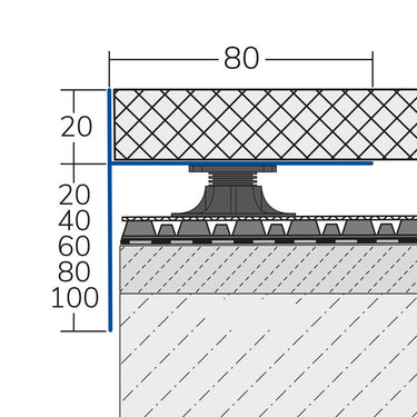 Balkonwinkelprofil für Plattenbeläge Aluminium pulverbeschichtet anthrazitgrau RAL 7016, Höhe 60 mm, Länge 300 cm