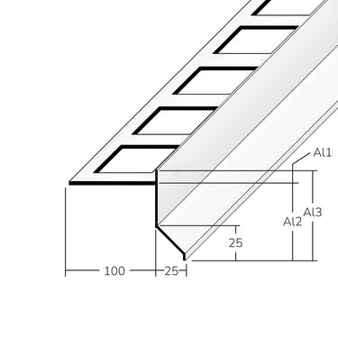 Balkonwinkelprofil Aluminium pulverbeschichtet anthrazitgrau RAL 7016, Höhe 72 mm, Länge 300 cm