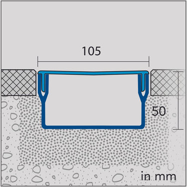 Entwässerungsrinne Aluminium, PVC eloxiert schwarz 50 x 100 mm 100 cm für Balkon und Terrasse