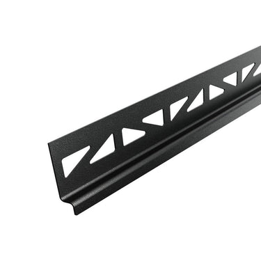 Wandanschluss-Gefällekeil Edelstahl V2A feinstrukturbeschichtet in schwarz matt (RAL 9005) Belagsstärke 11 mm Länge 200 cm