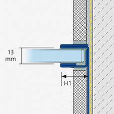 Glas-Wandprofil Edelstahl V2A strukturbeschichtet weiss matt (RAL 9003) 19 mm 220 cm